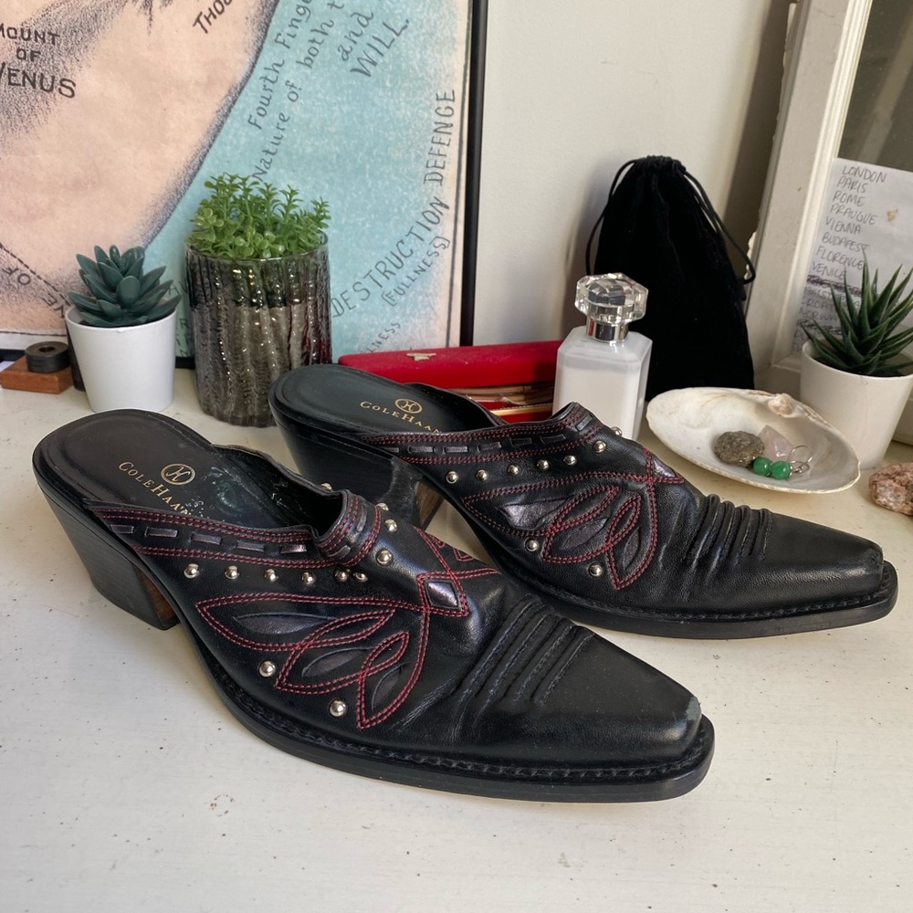 Cole Haan Pointed Toe Cowboy Slide Mules